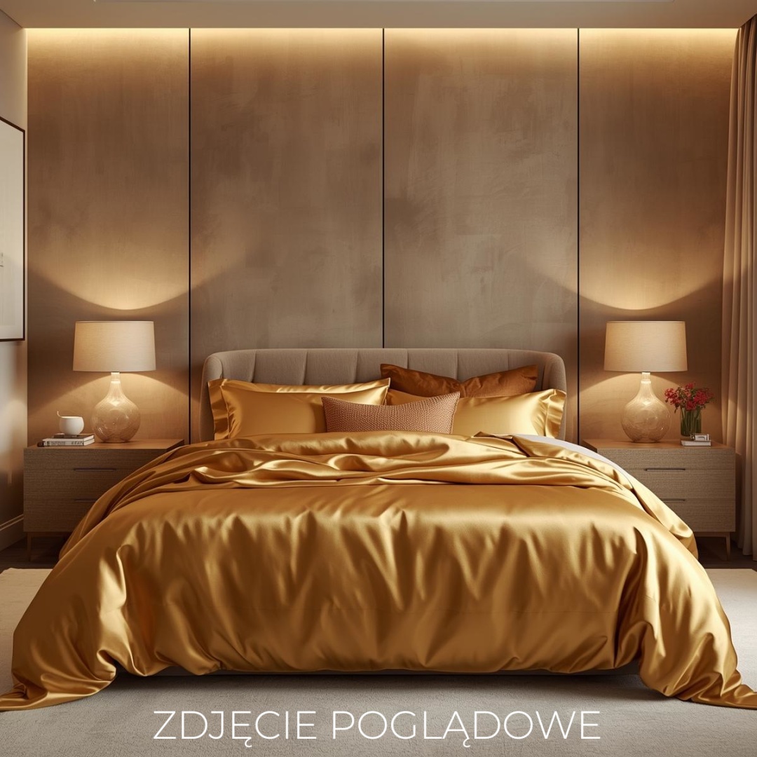 Jedwabna poszewka na kołdrę 160x200 cm z suwakiem satynowa Złota